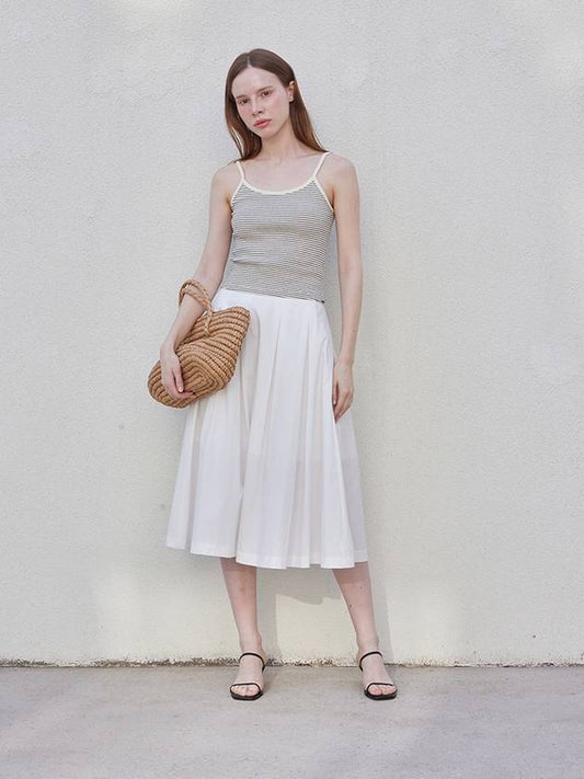 Zippered Cotton Pleated Skirt White - LESEIZIEME - BALAAN 2