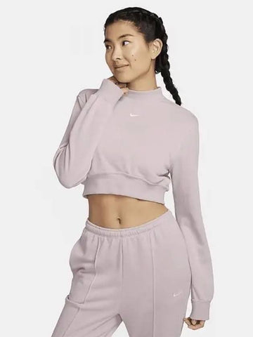 Sportswear Chill Terry Women s Crew Neck Crop French Top Platinum Violet FN2477 019 700068 - NIKE - BALAAN 1