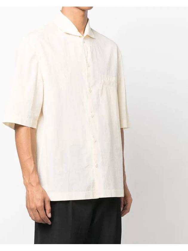 Camp Collar Cotton Short Sleeve Shirt Ecru - LEMAIRE - BALAAN 4