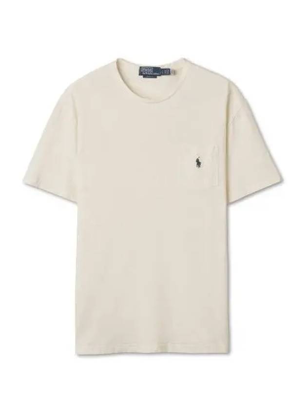 Classic fit cotton linen pocket t shirt ivory - POLO RALPH LAUREN - BALAAN 1