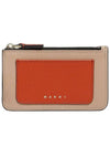 Saffiano Two-Tone Zipper Card Wallet Gazebo Brick Pompeii - MARNI - BALAAN 2