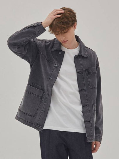 Square Pocket Work Denim Jacket Grey Black - CORK - BALAAN 2