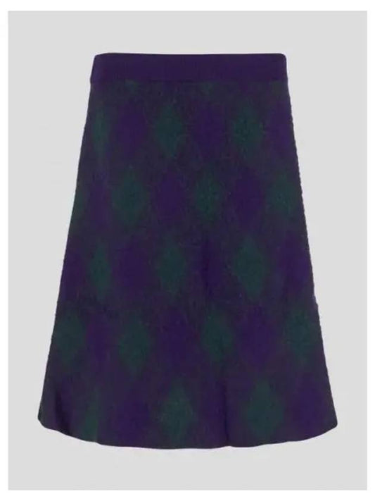 Argyle Wool A-Line Skirt Purple - BURBERRY - BALAAN 2