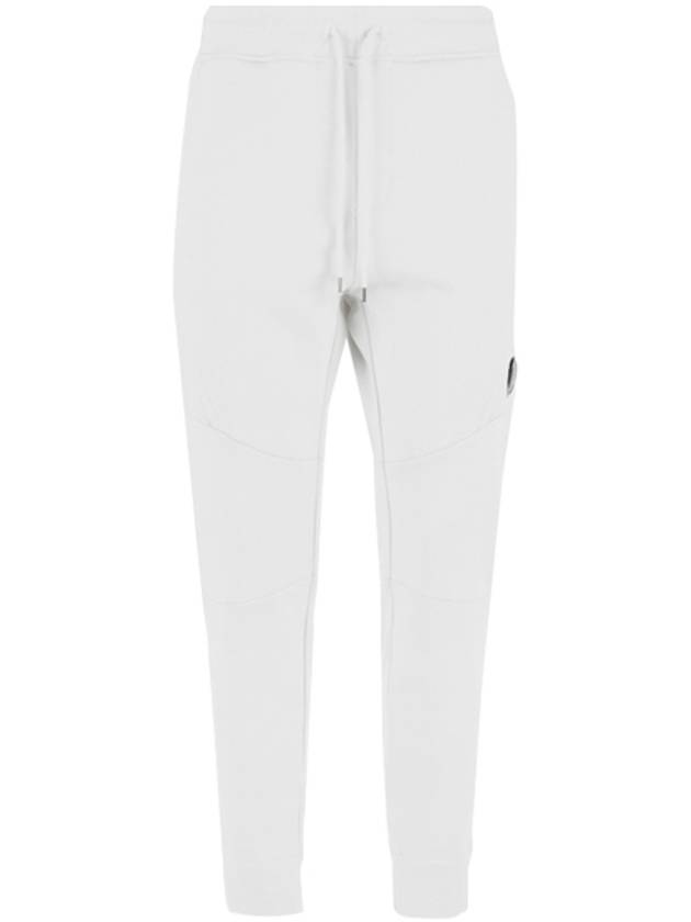 Men's Diagonal Lens Wappen Fleece Track Pants White - CP COMPANY - BALAAN.