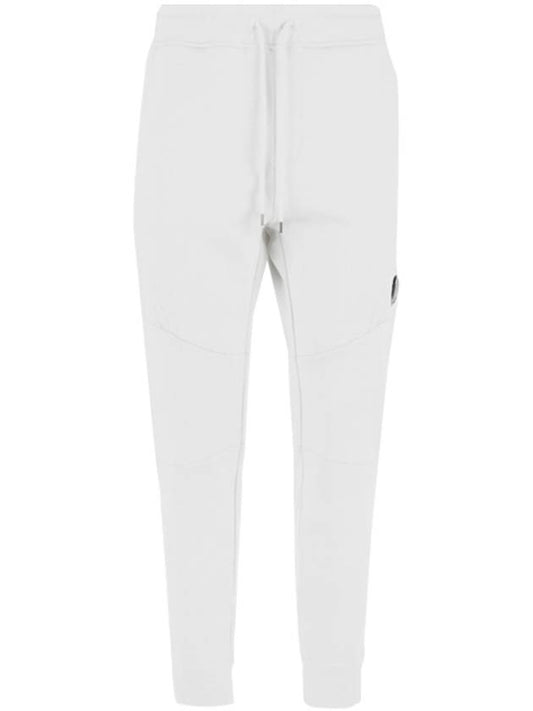 Men's Diagonal Lens Wappen Fleece Track Pants White - CP COMPANY - BALAAN.