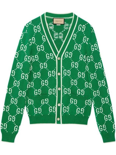 Knit Cardigan 703943XKCDF 3861 GREEN IVORY - GUCCI - BALAAN 1