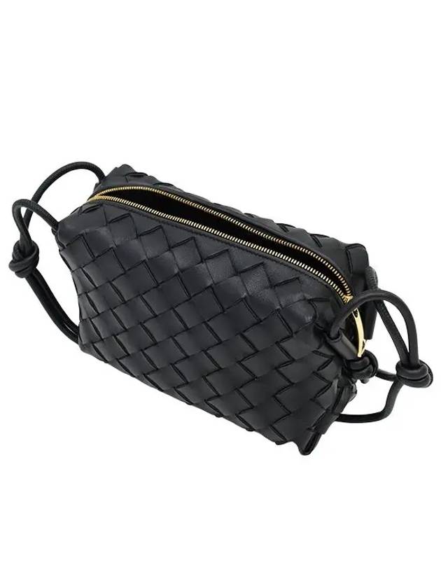 Intrecciato Loop Small Leather Cross Bag Black - BOTTEGA VENETA - BALAAN 7