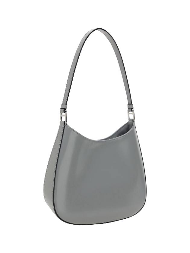 Triangular Logo Cleo Brushed Leather Shoulder Bag Grey - PRADA - BALAAN 3