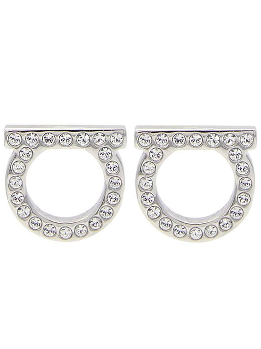Gancini Crystal Large Earrings Silver - SALVATORE FERRAGAMO - BALAAN 2