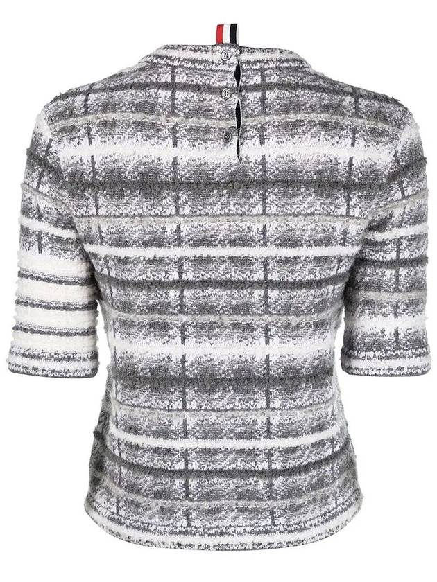 4 Bar Crew Neck Merino Mohair Knit Top Grey - THOM BROWNE - BALAAN 3