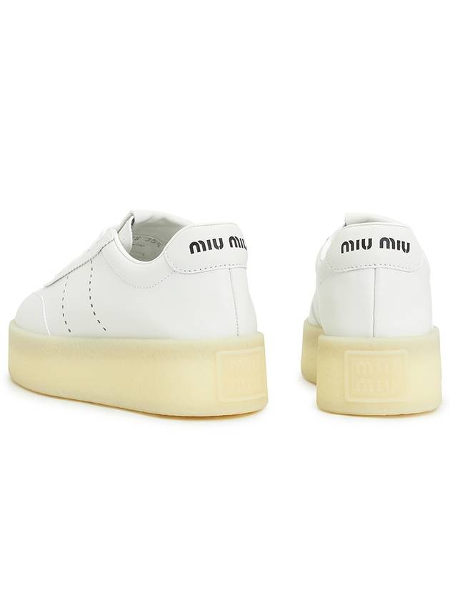 Logo Patch Lace-Up Low Top Sneakers White - MIU MIU - BALAAN 7