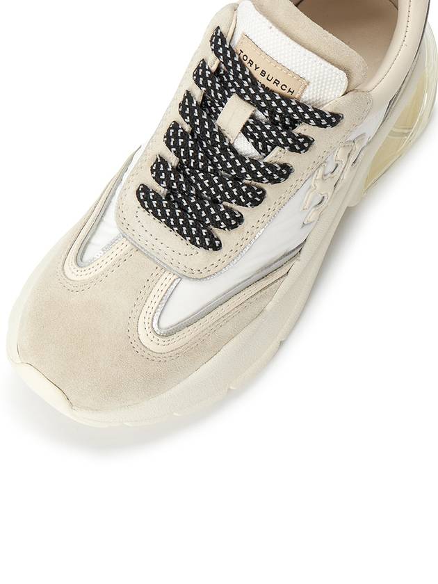 Good Luck Suede Nylon Low Top Sneakers Beige - TORY BURCH - BALAAN.