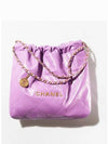 22 Small Shiny Calfskin Gold Chain Shoulder Bag Purple - CHANEL - BALAAN 3