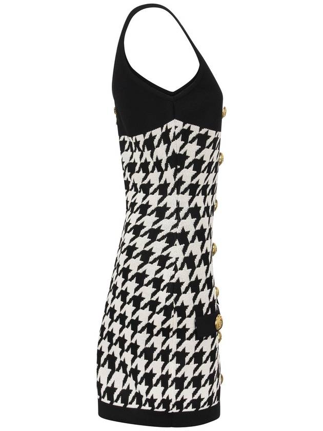 jacquard houndstooth viscose knit short dress black - BALMAIN - BALAAN 4