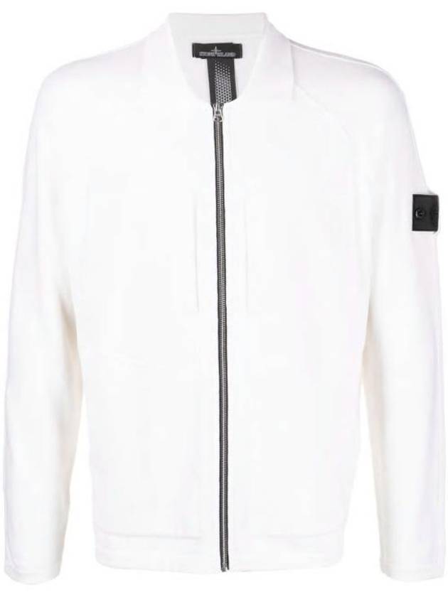 Men's Patch Pocket Zip-Up Cardigan Off White - STONE ISLAND - BALAAN 2