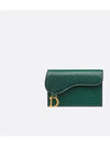 Saddle Bloom Goatskin Flap Card Wallet Pine Green - DIOR - BALAAN 2