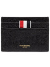 Stripe Note Compartment Pebble Grain Leather Card Wallet Black - THOM BROWNE - BALAAN 2