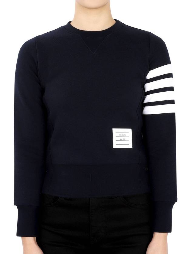 Engineered 4 Bar Stripe Loopback Jersey Knit Crewneck Sweatshirt Navy - THOM BROWNE - BALAAN 2