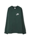 Men's Club French Terry Crew Long Sleeve T-Shirt Green - NIKE - BALAAN 1