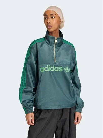 Satin Half Zip-Up Windbreaker Mid Green - ADIDAS - BALAAN 2