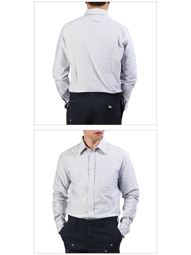 Men's Anchor Striped Long Sleeve Shirt White - THE EDITOR - BALAAN 4