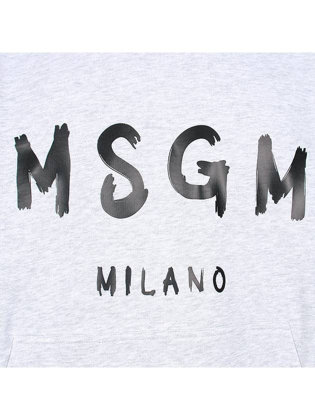 Brushed Logo Cotton Hoodie Light Grey - MSGM - BALAAN 7