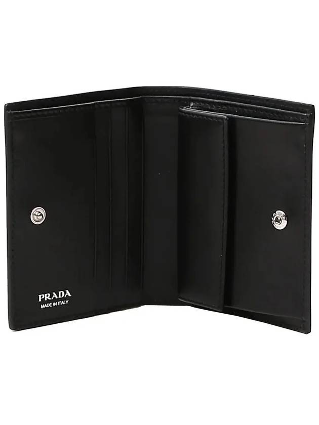 Triangle Logo Saffiano Leather Half Wallet Black - PRADA - BALAAN 4