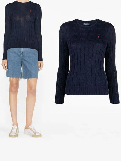 Embroidered Logo Pony Cable Knit Top Navy - POLO RALPH LAUREN - BALAAN 2