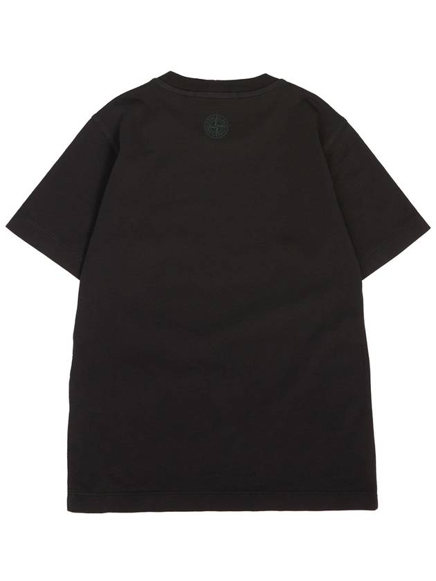 Kids Logo Print Cotton Short Sleeve T-Shirt Black - STONE ISLAND - BALAAN 3