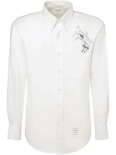 Bird Branch Cotton Long Sleeve Shirt White - THOM BROWNE - BALAAN 2