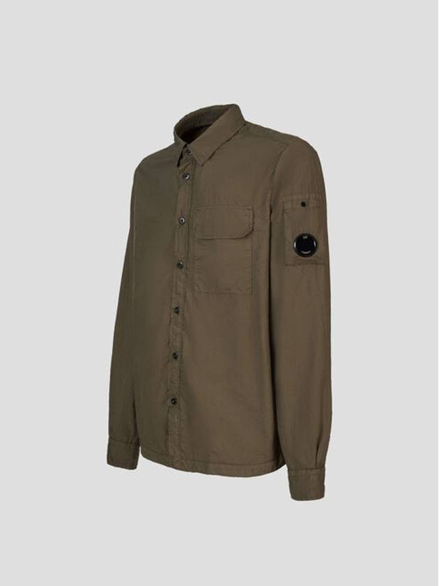 Tylon L Button Long Sleeve Shirt Green - CP COMPANY - BALAAN 8