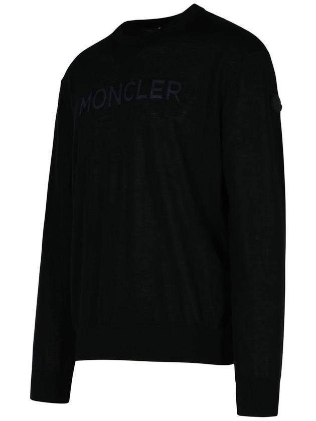 Logo Print Wool Knit Top Black - MONCLER - BALAAN 3