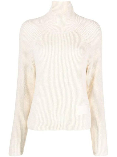 Cotton Wool Blend Turtleneck Ivory - AMI - BALAAN 1