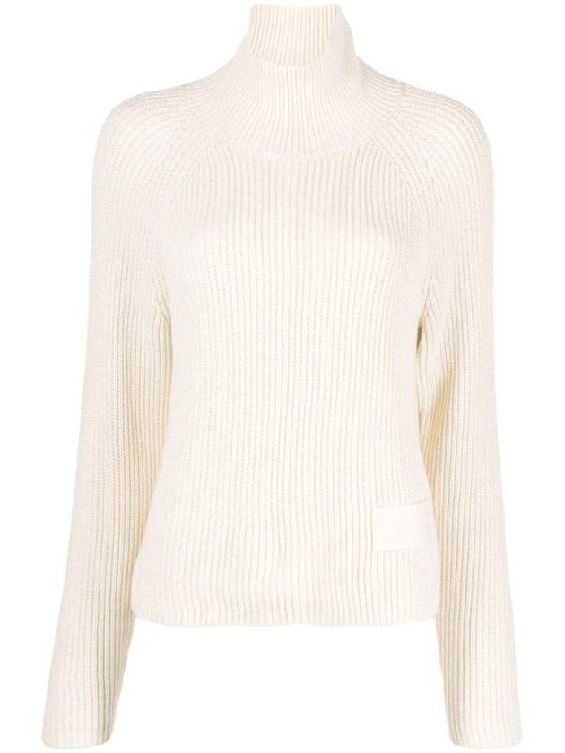 Cotton Wool Blend Turtleneck Ivory - AMI - BALAAN 1