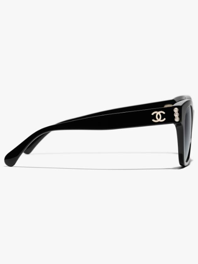 Eyewear Square Acetate Glass Pearl Sunglasses Black - CHANEL - BALAAN 4