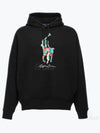 Large Pony Print Cotton Hoodie Black - POLO RALPH LAUREN - BALAAN 2