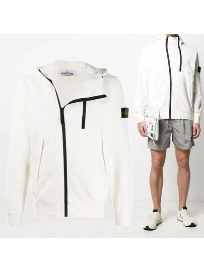 Men's Logo Wappen Double Zipper Hooded Zip Up White - STONE ISLAND - BALAAN 2