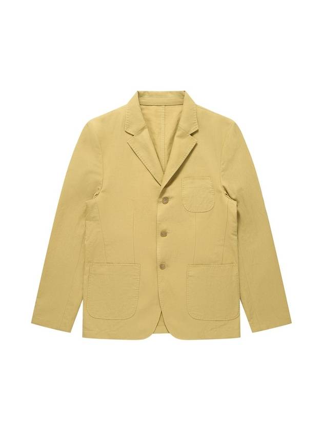 Men's Linen Blend Out Pocket Jacket Light Yellow - SOLEW - BALAAN 2