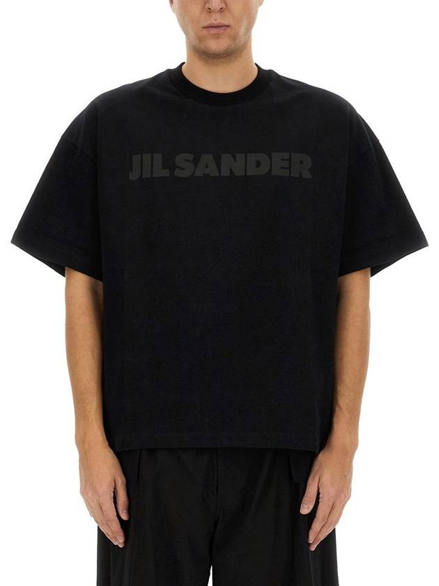 Logo Print Short Sleeve T-Shirt Black - JIL SANDER - BALAAN 2