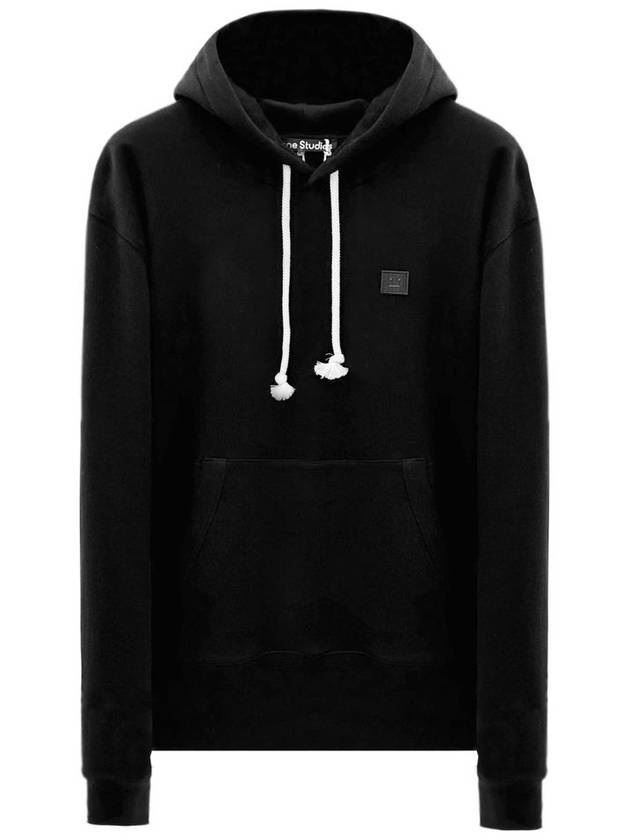 Face Patch Cotton Hoodie Black - ACNE STUDIOS - BALAAN 2