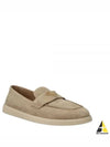 Triangle Logo Suede Leather Loafer Desert Beige - PRADA - BALAAN 2