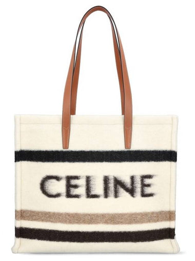 Cabas Striped Large Tote Bag Ecru - CELINE - BALAAN 1