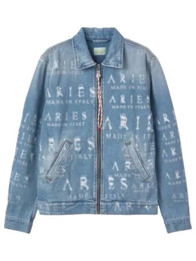 Aries Destroyed Denim Jacket Blue Jumper - ARIES - BALAAN 1