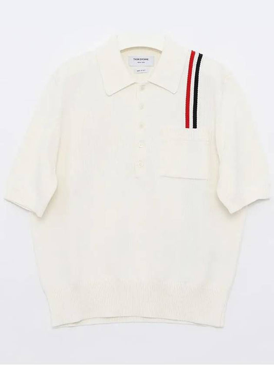 RWB Stripe Polo Shirt White - THOM BROWNE - BALAAN 2