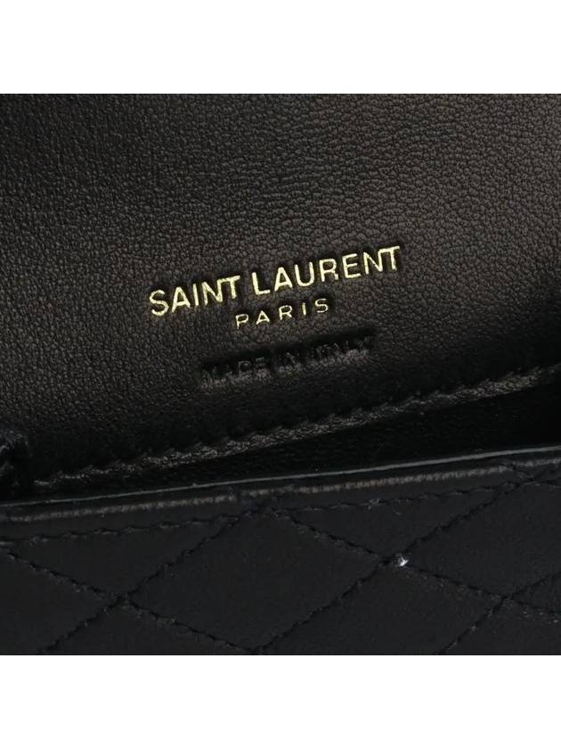 Gaby Logo Quilted Lambskin Card Wallet Black - SAINT LAURENT - BALAAN 5