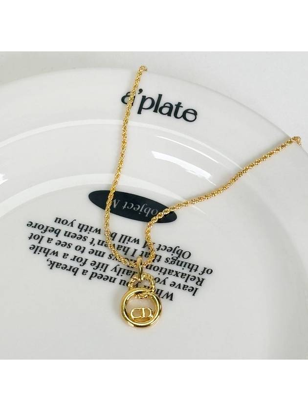 CD Logo Circle Gold Vintage Necklace 4VDIA33659 - DIOR - BALAAN 4