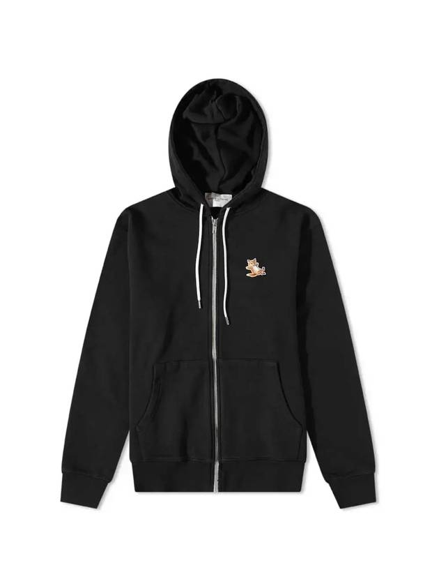 Chillax Fox Patch Zipped Hooded Jacket Black - MAISON KITSUNE - BALAAN 1