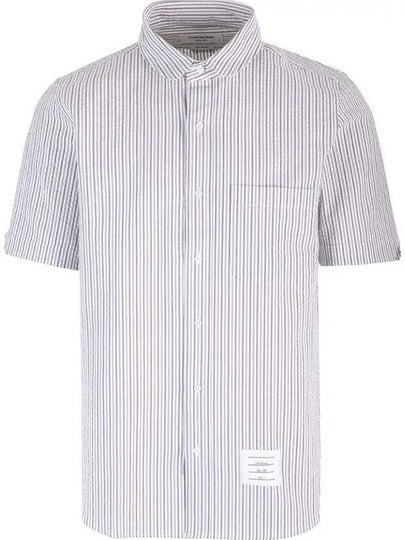 Men's Striped Short Sleeve Shirt White - THOM BROWNE - BALAAN 2