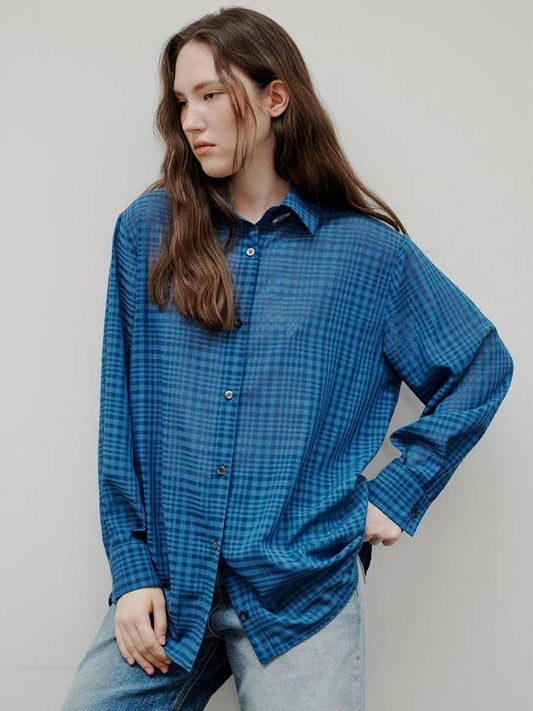 Check See through Shirts Blue - AACA - BALAAN 2