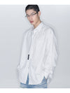 Overfit Stripe Tie Long Sleeve Shirt White - LECYTO - BALAAN 1